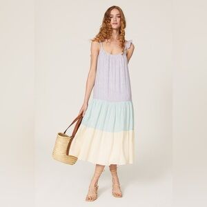 NWT! Rails Capri Summer Dress Colorblock Mixed Rainbow Stripe Cotton Size Medium